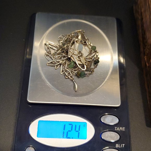 22 Inch 925 Sterling Silver Unique Odd Floral Rustic Pendant Necklace - Picture 7 of 7